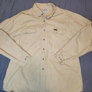 Carhartt Khaki Mens Shaket Flex Canvas Size 2XL Tall Button Down Medium Weight